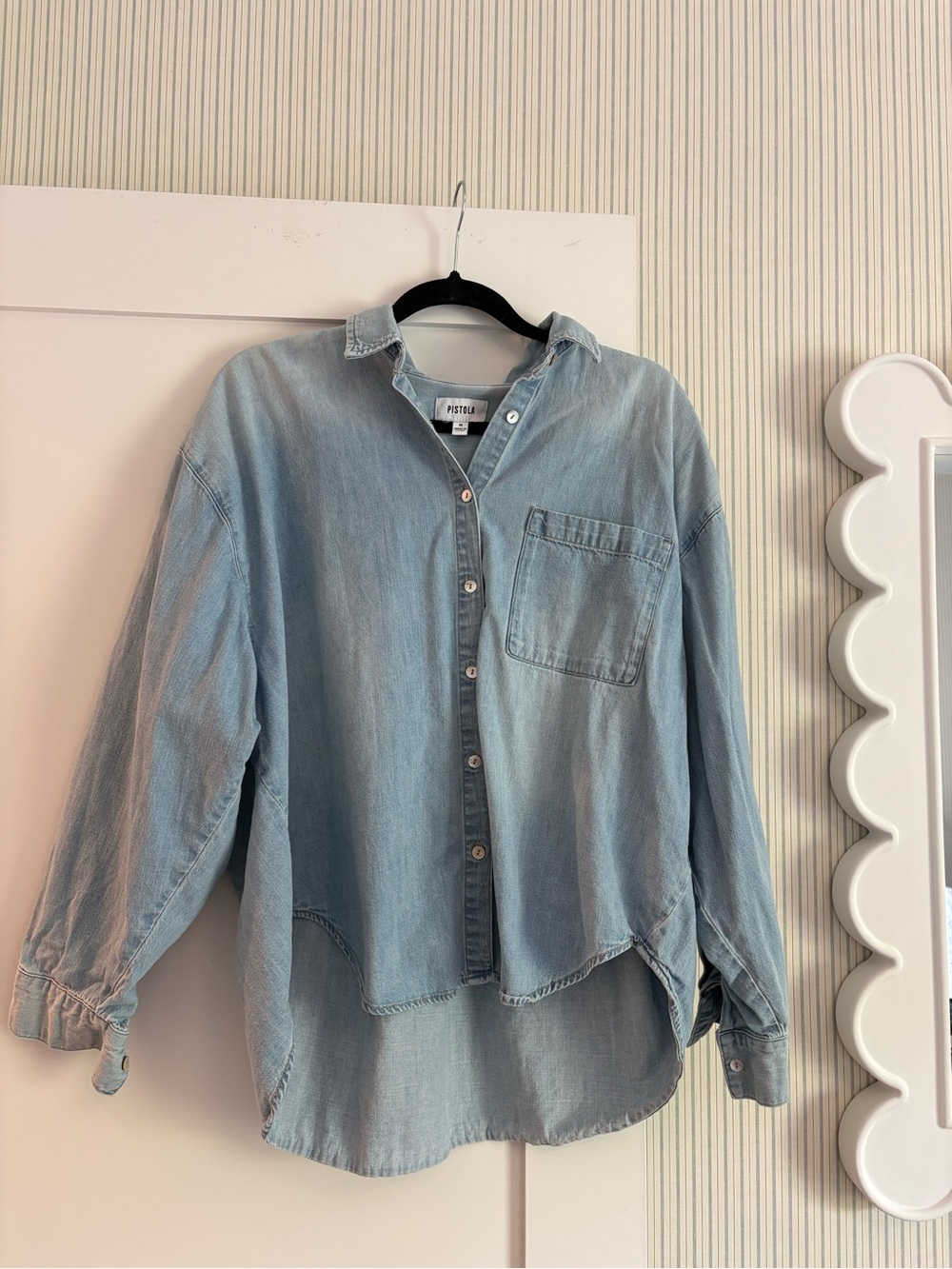 pistola faded blue denim Chambray button-down shirt